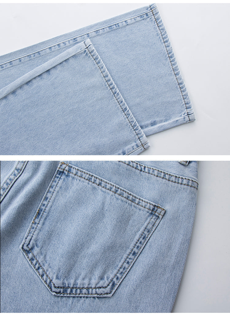 CityHottie - Low Rise Jeans Women Baggy Jeans New Fashion Straight Leg Pants Y2k Denim Trousers Blue Vintage Mom Loose Low Waist Jeans