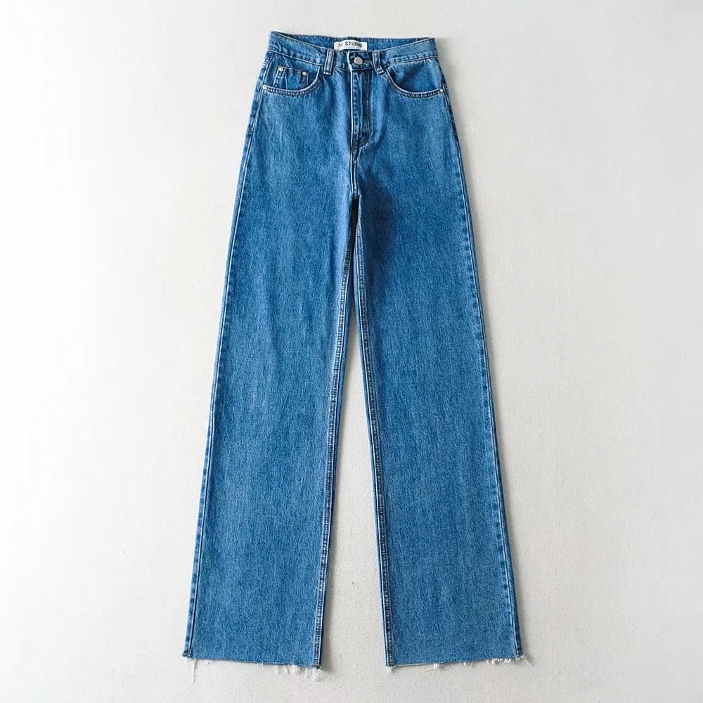 CityHottie - Spring Outfits Casual Fashion Straight Leg Women's Jeans Denim Bottom Harajuku Boyfriend Long High Waist Baggy Jeans Fall Pants