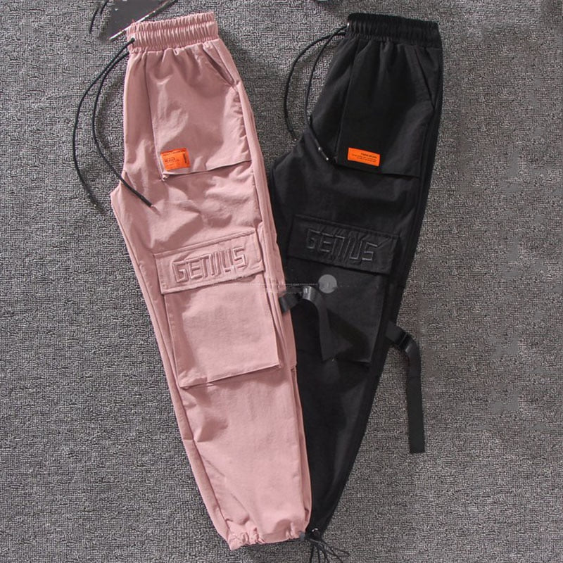 CityHottie - Women Fashion Spring Autumn Streetwear embroidery Cargo Pants Women Harajuku BF Loose Big Pocket Hearm Pants High Waist Loose Female Trousers