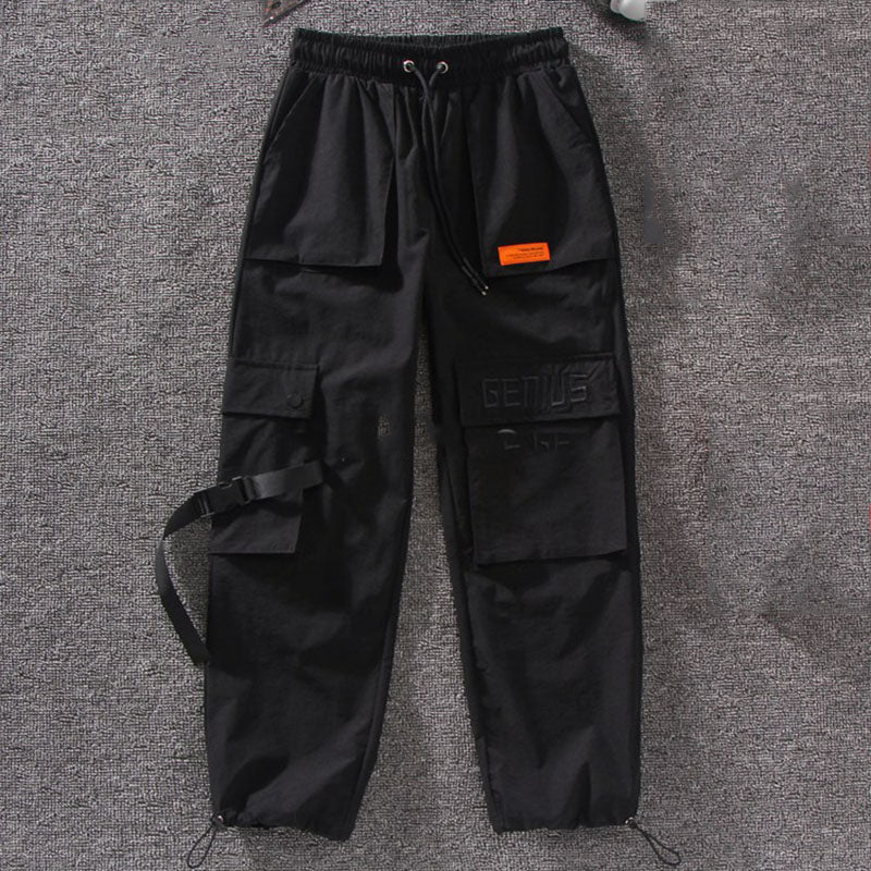 CityHottie - Women Fashion Spring Autumn Streetwear embroidery Cargo Pants Women Harajuku BF Loose Big Pocket Hearm Pants High Waist Loose Female Trousers