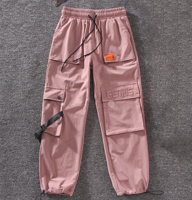 CityHottie - Women Fashion Spring Autumn Streetwear embroidery Cargo Pants Women Harajuku BF Loose Big Pocket Hearm Pants High Waist Loose Female Trousers