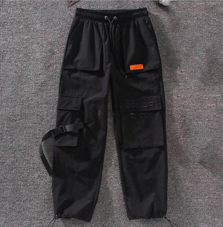 CityHottie - Women Fashion Spring Autumn Streetwear embroidery Cargo Pants Women Harajuku BF Loose Big Pocket Hearm Pants High Waist Loose Female Trousers