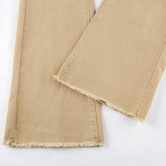 CityHottie - Women's jeans woman high waist Flared Jeans Khaki Black Brown Pants Women's pants for women clothing trouser Jean women trousers