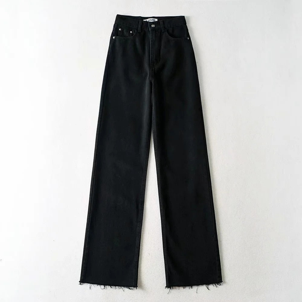 CityHottie - Spring Outfits Casual Fashion Straight Leg Women's Jeans Denim Bottom Harajuku Boyfriend Long High Waist Baggy Jeans Fall Pants