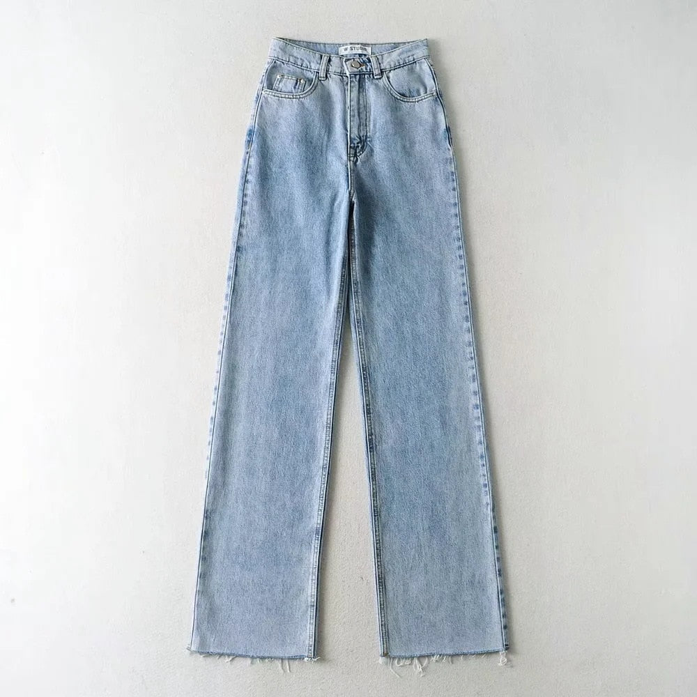 CityHottie - Spring Outfits Casual Fashion Straight Leg Women's Jeans Denim Bottom Harajuku Boyfriend Long High Waist Baggy Jeans Fall Pants