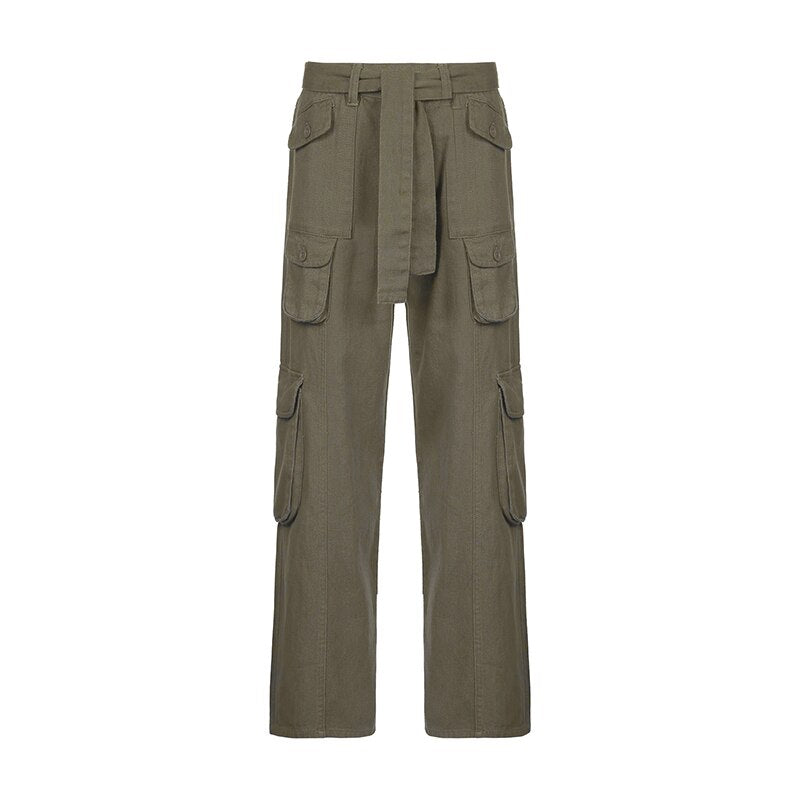 CityHottie - Hot Sell Quality Grunge Streetwear Cargo Pants Woman Low Waist Baggy Mom Jeans Vintage 90s Hippie Wide Leg Denim Trousers Korean Outfits
