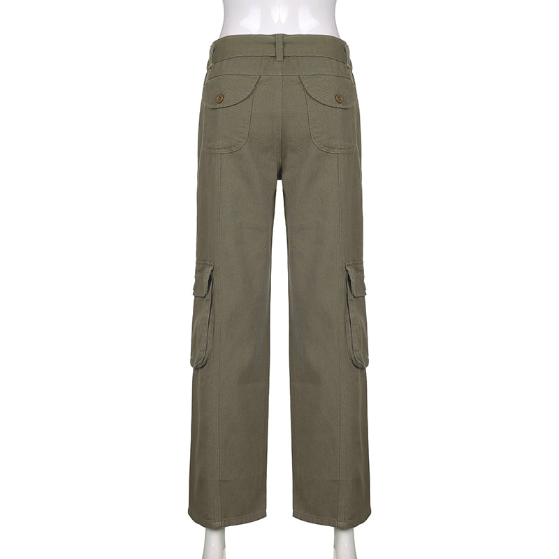 CityHottie - Hot Sell Quality Grunge Streetwear Cargo Pants Woman Low Waist Baggy Mom Jeans Vintage 90s Hippie Wide Leg Denim Trousers Korean Outfits