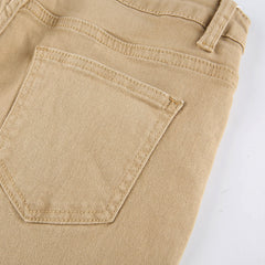 CityHottie - Women's jeans woman high waist Flared Jeans Khaki Black Brown Pants Women's pants for women clothing trouser Jean women trousers