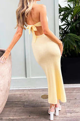 Low Cut Tie-back Strapless Dress