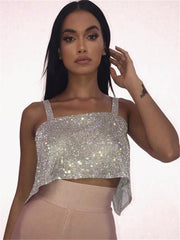 Summer Hot Style Rhinestone Sling Nightclub Top