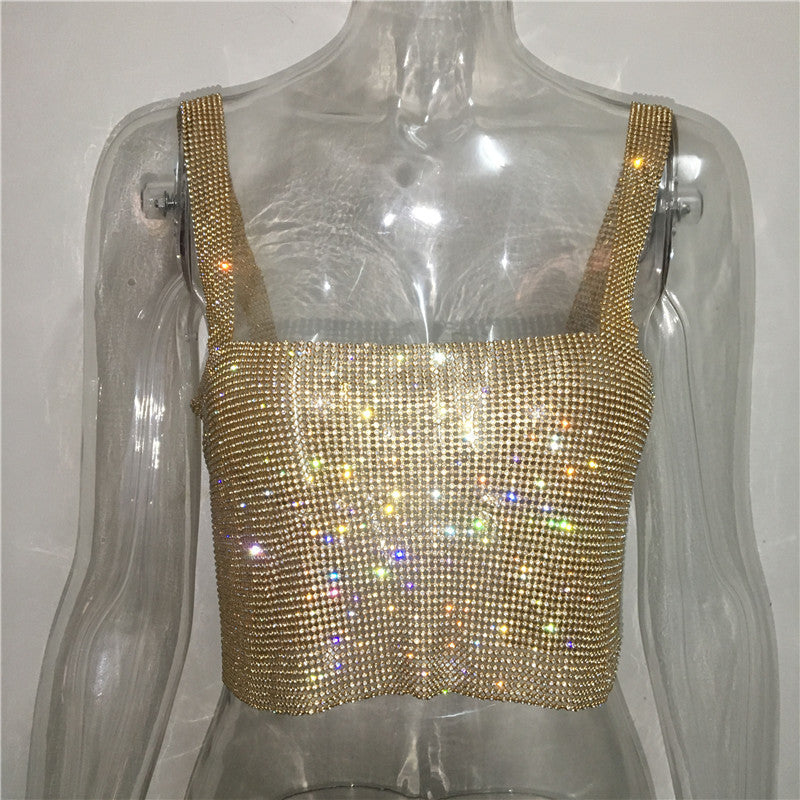 Summer Hot Style Rhinestone Sling Nightclub Top