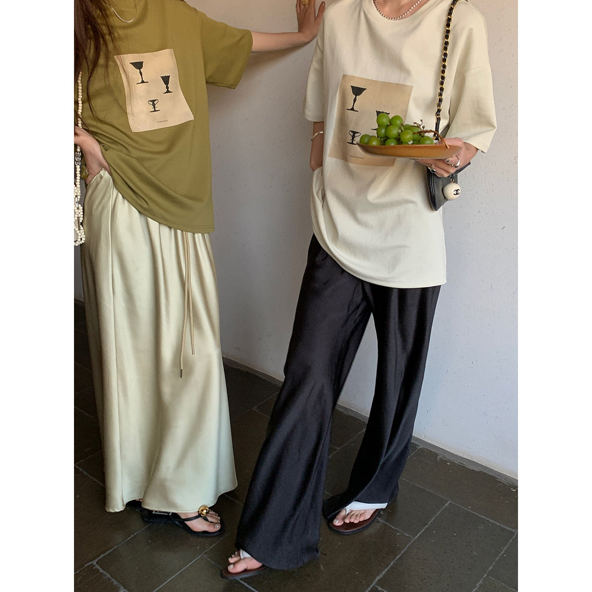 CityHottie - Satin Wide Leg Pants Long Floor Casual Pants Women's Summer