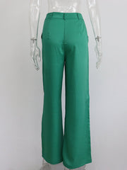 CityHottie - Outfits Trends New Spring Summer Women's Casual Straight Classic Green Black Rose Red High Waist Pants Korean Wide Leg Trousers for Women