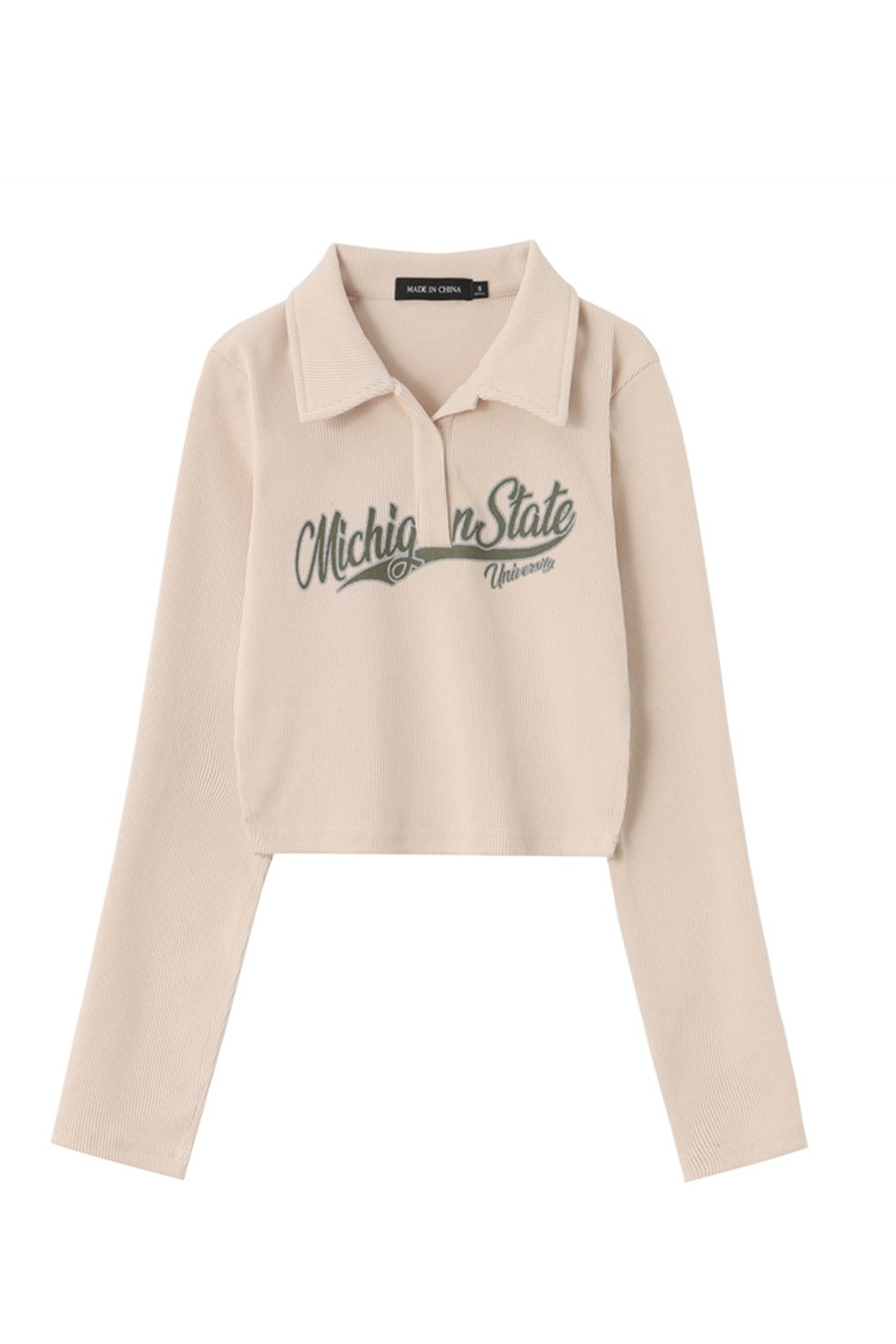 Solid Color Lapel Printed Tops