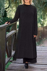 Loose Plus Size Knit Lace Fleece Midi Dress