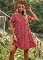 Mary Floral Print Ruffles Summer Mini Dress