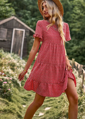 Mary Floral Print Ruffles Summer Mini Dress