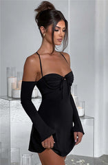 Regina Pleated Bust Lace Up Back Mini Dress