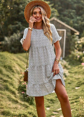 Mary Floral Print Ruffles Summer Mini Dress