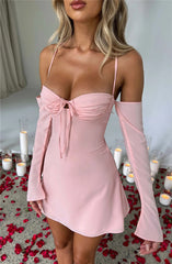 Regina Pleated Bust Lace Up Back Mini Dress