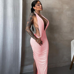 Nikki Deep V Neck Sexy Maxi Dress