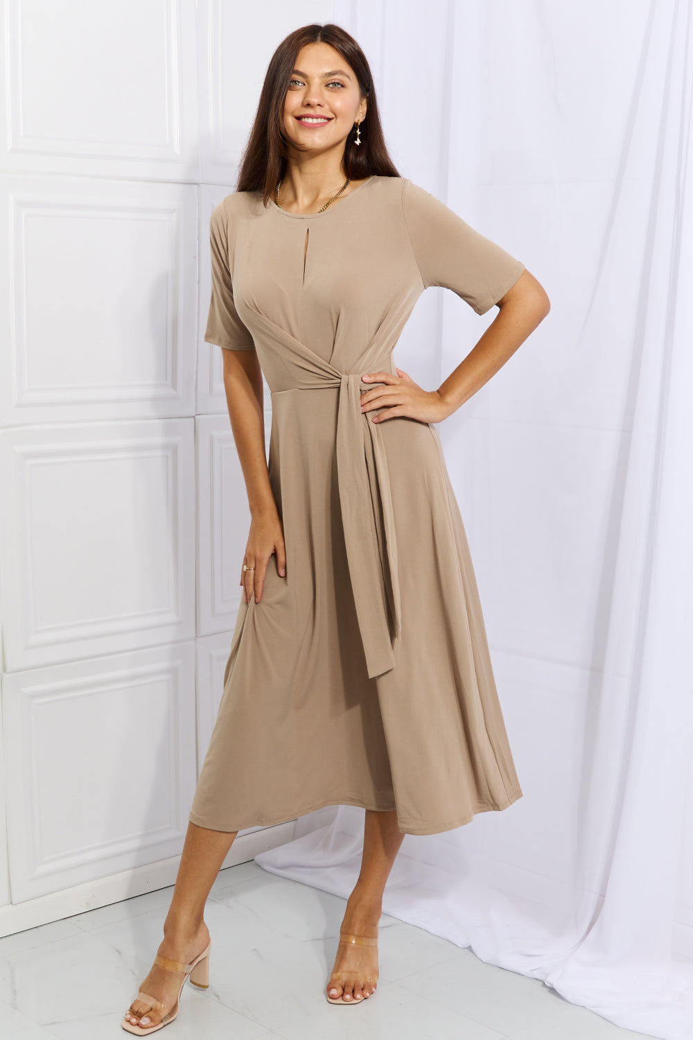 CityHottie Put In Work Wrap Knit Midi Dress
