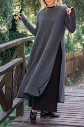 Loose Plus Size Knit Lace Fleece Midi Dress