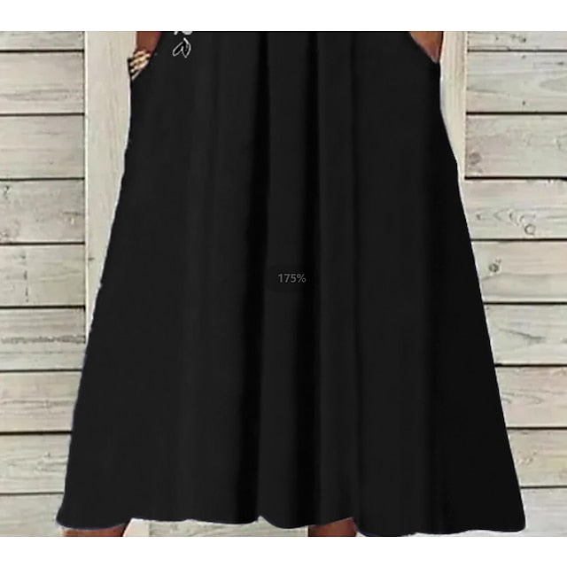 CityHottie - Women's Casual Dress T Shirt Dress Tee Dress Shift Dress Midi Dress Black Wine Blue Half Sleeve Floral Patchwork Summer Spring Crew Neck Fashion 2024 S M L XL 2XL 3XL