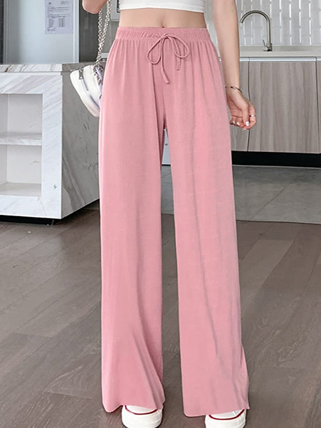 CityHottie - Women's Wide Leg Chinos Pants Trousers Black Pink Beige Streetwear Lightweight Casual Outdoor Causal Daily Full Length Comfort Plain S M L XL 2XL