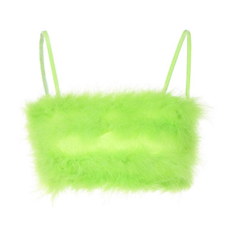 Fluffy solid backless cami crop top