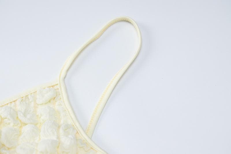Solid hollow out waffle backless cami midi dress