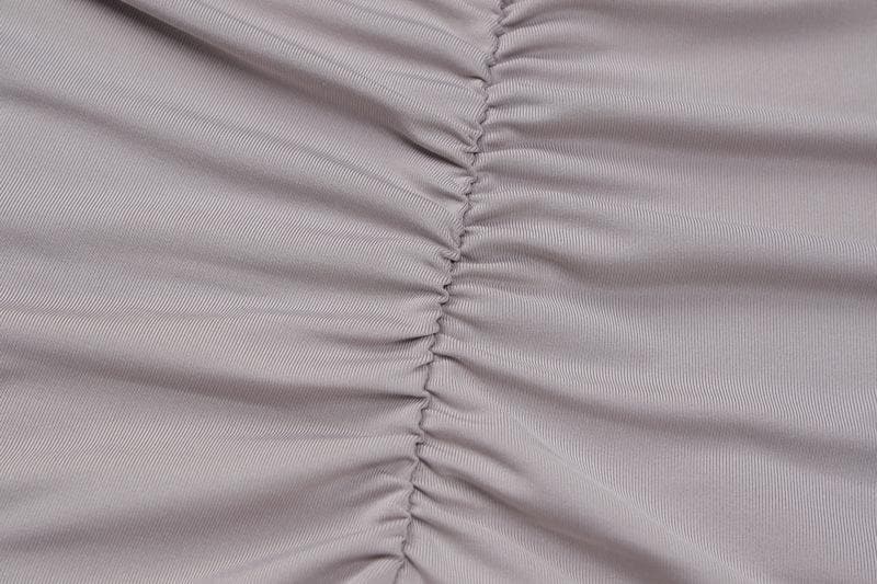 Ruched u neck solid backless cami romper