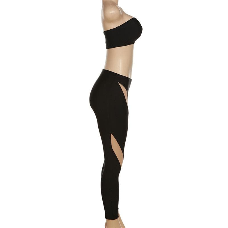 Contrast tube top backless sleeveless leggings pant set