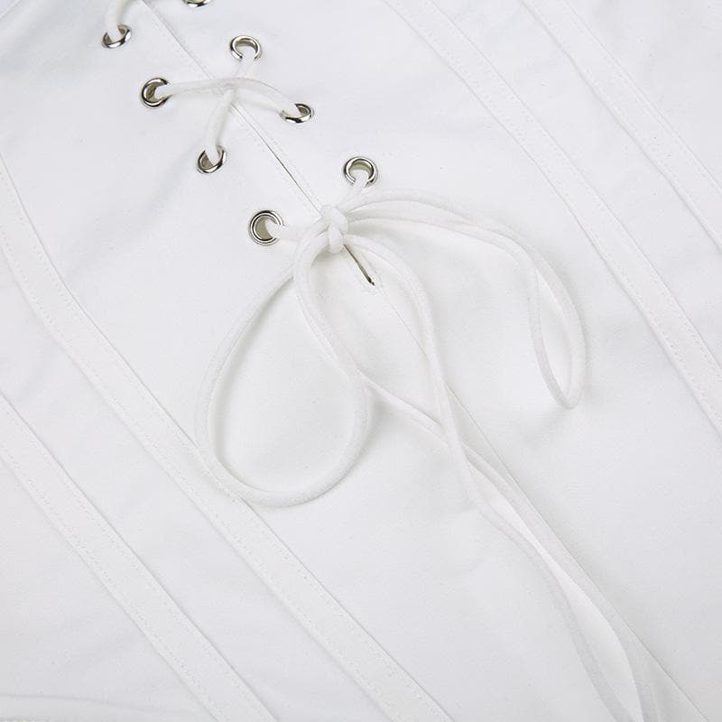 Solid lace up self tie backless tube top