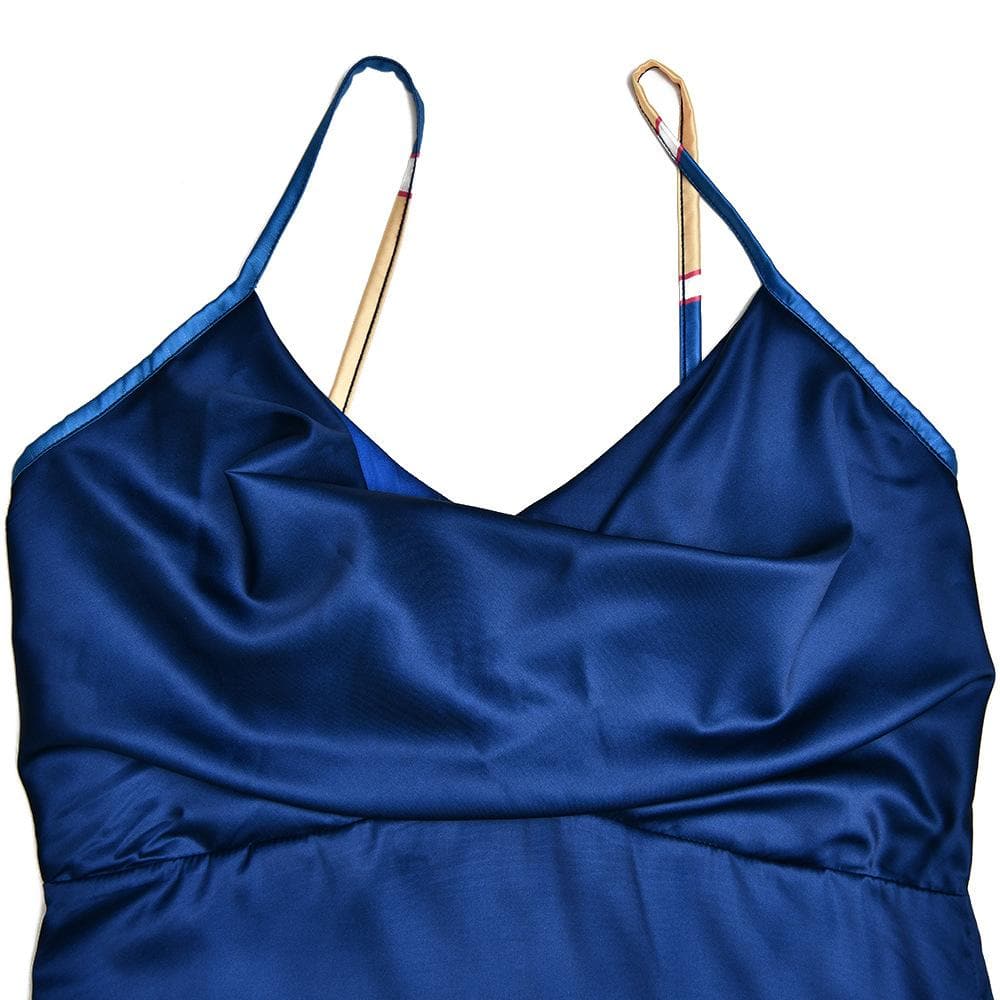 Cowl neck gradient backless ruched cami maxi dress