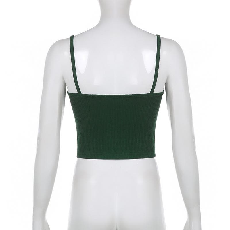 Ribbed star pattern contrast v neck cami top