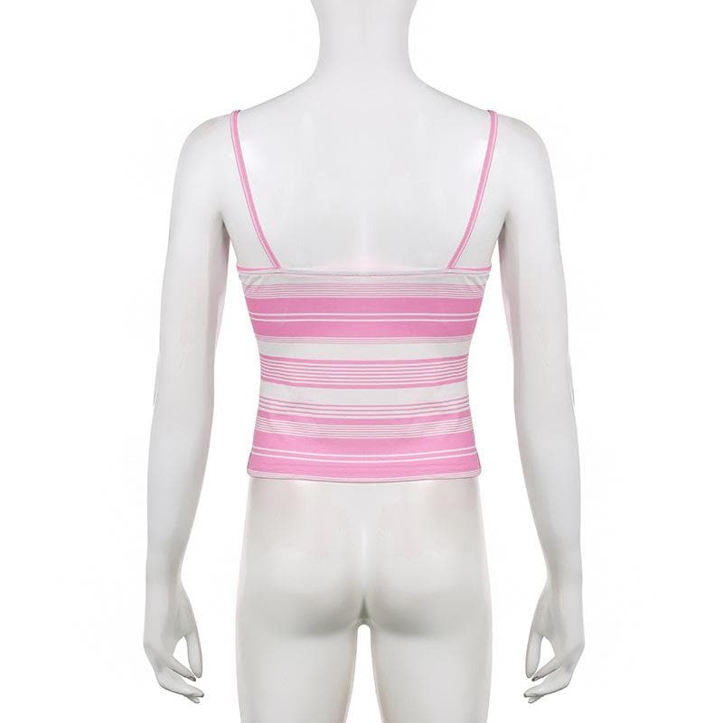 Striped contrast v neck backless cami top