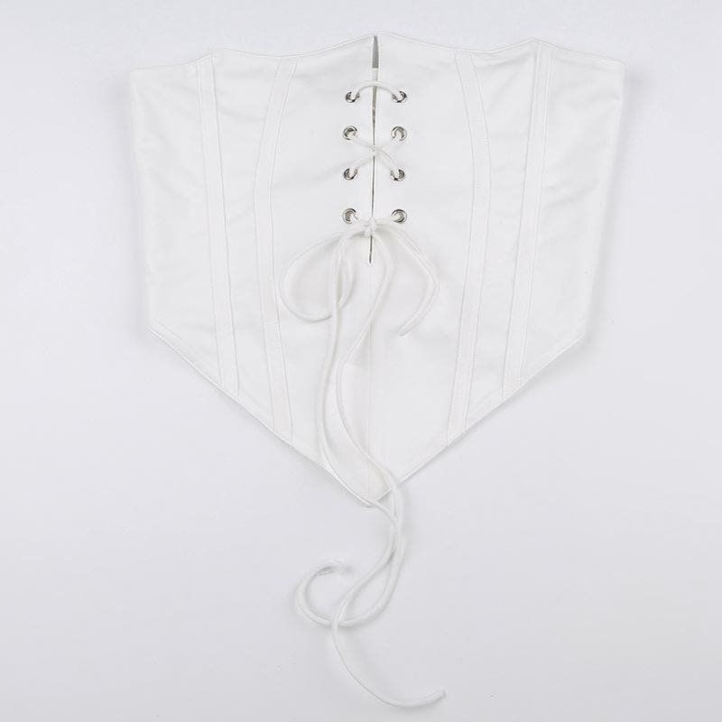 Solid lace up self tie backless tube top