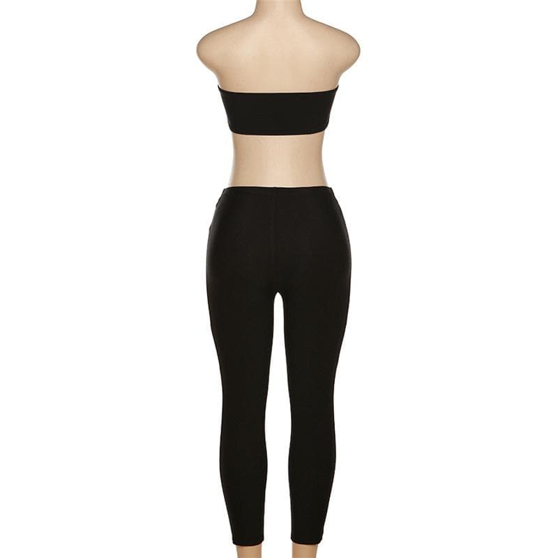 Contrast tube top backless sleeveless leggings pant set