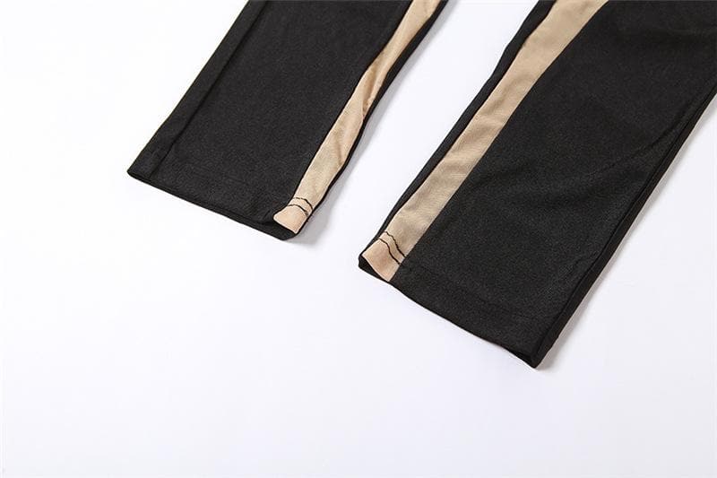 Contrast tube top backless sleeveless leggings pant set