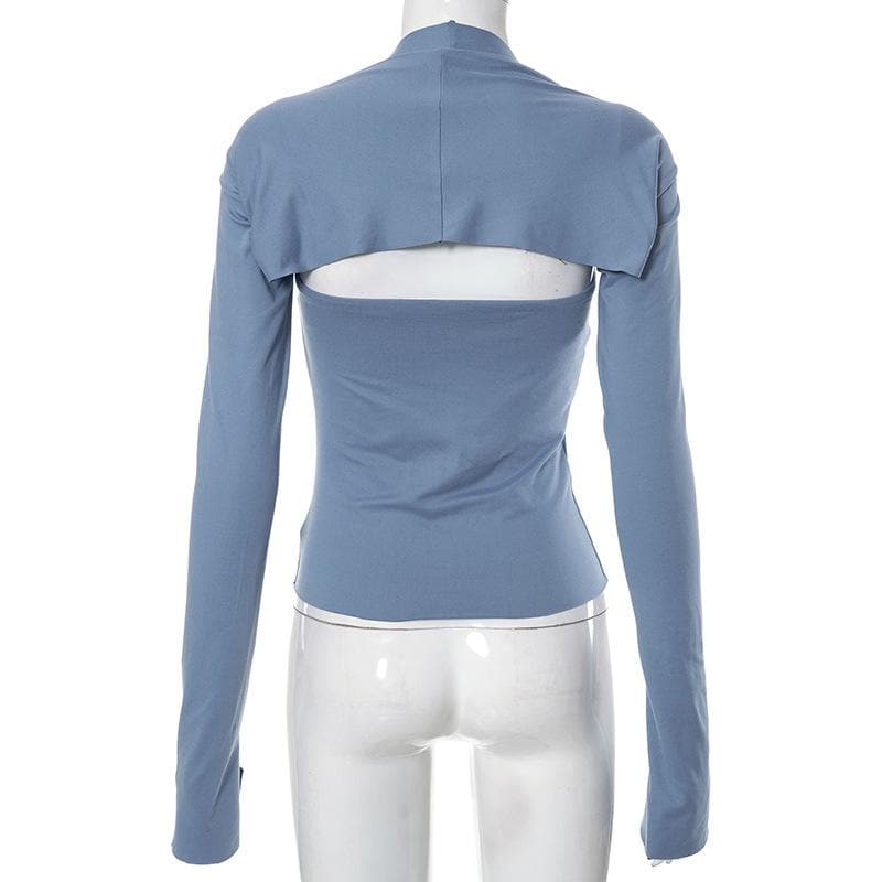 Solid long sleeve shrug slit 2 piece tube top