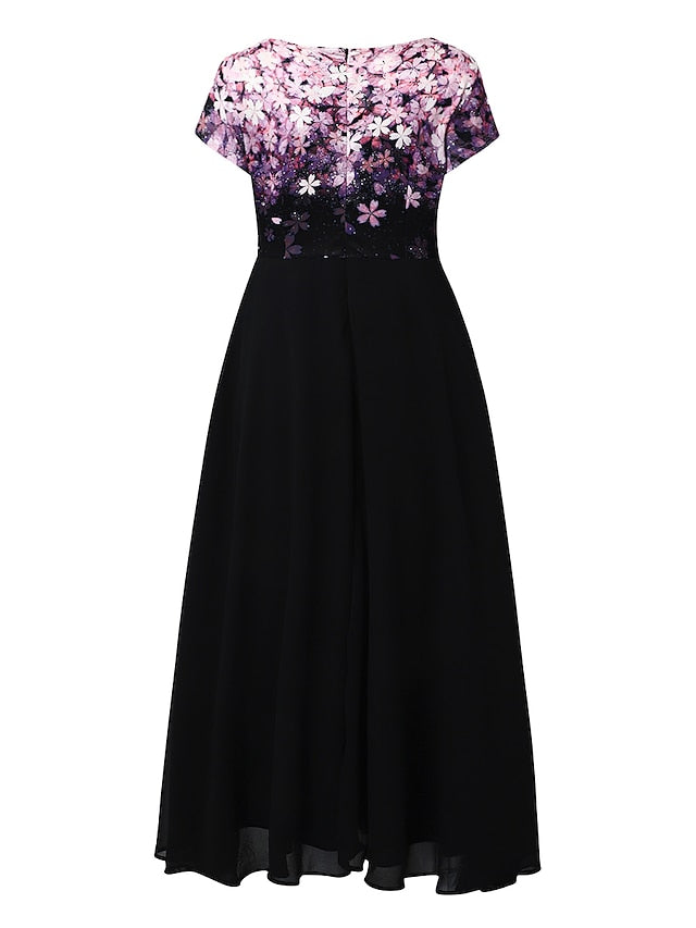 CityHottie - Women's Casual Dress Lace Dress Sheath Dress Midi Dress Black Blue Purple Short Sleeve Floral Ruched Fall Spring Summer V Neck Stylish Vacation Weekend 2024 S M L XL XXL 3XL 4XL 5XL