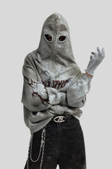 Masked Hood Washed Full Zip Hoodie