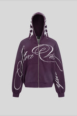 Calligraphy Typography Full Zip Hoodie
