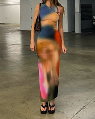 Earthen Gradient Stylish Maxi Slit Dress