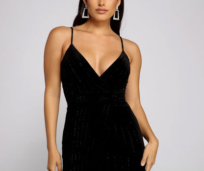 Taya Rhinestone Stylish Velvet Mini Dress