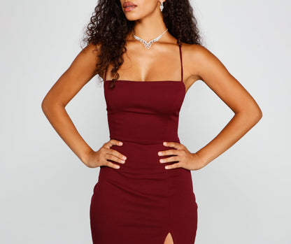 Henley Formal Stylish Lace-Up Midi Dress