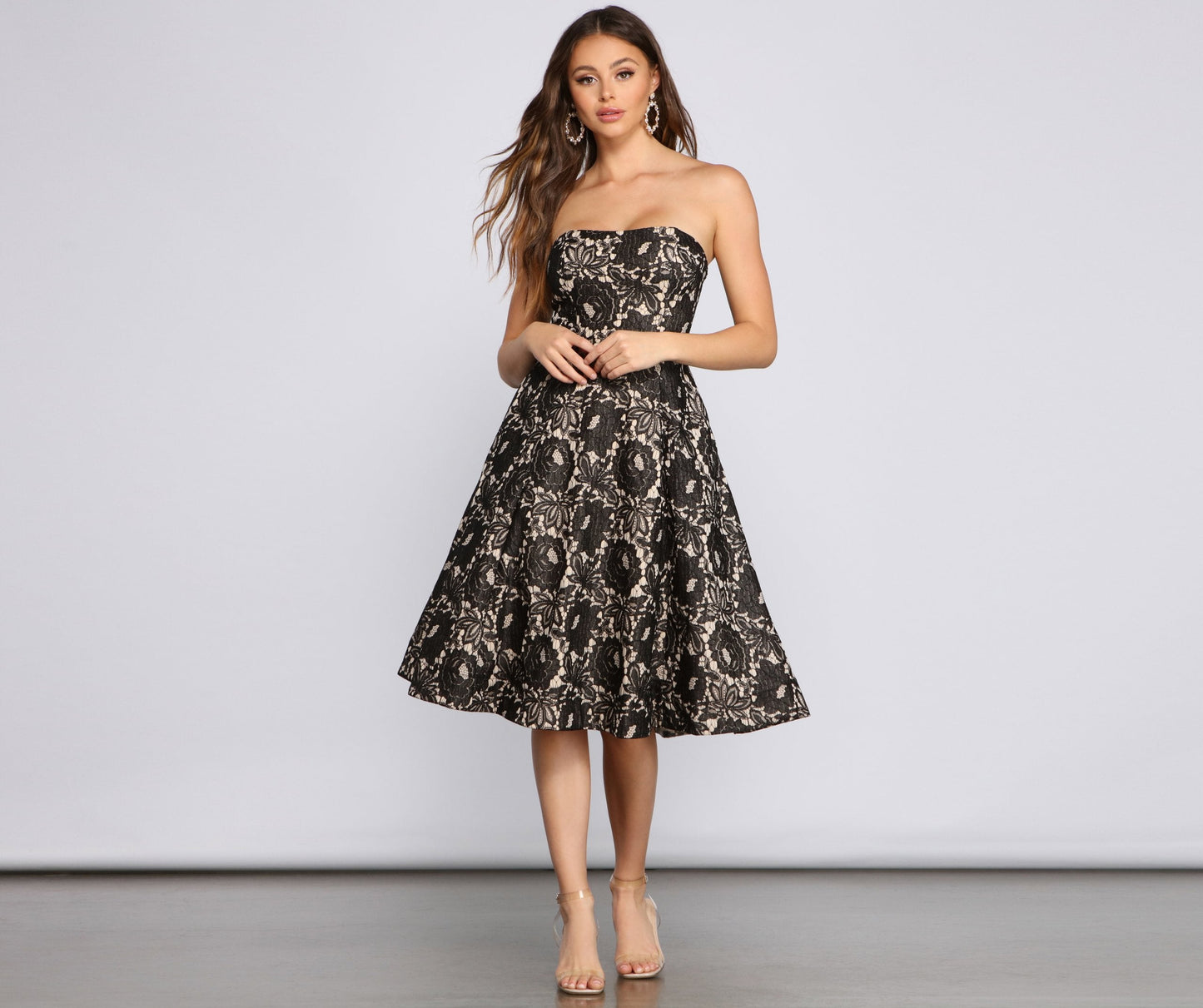 Corrine Strapless Lace Charming Detail Formal Dress