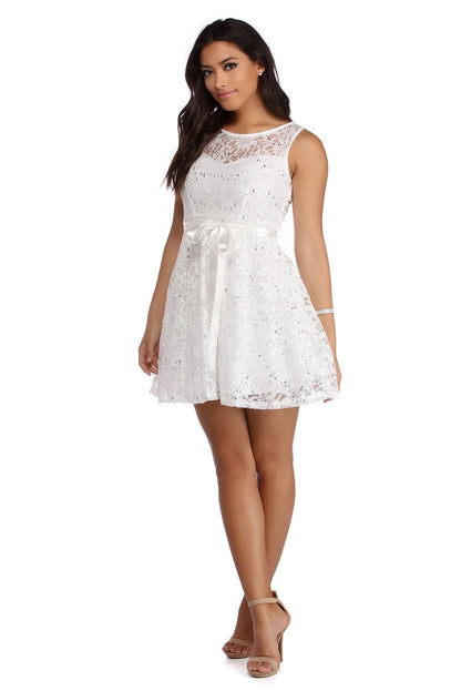 Cassandra Sequin Stylish Lace Party Dress