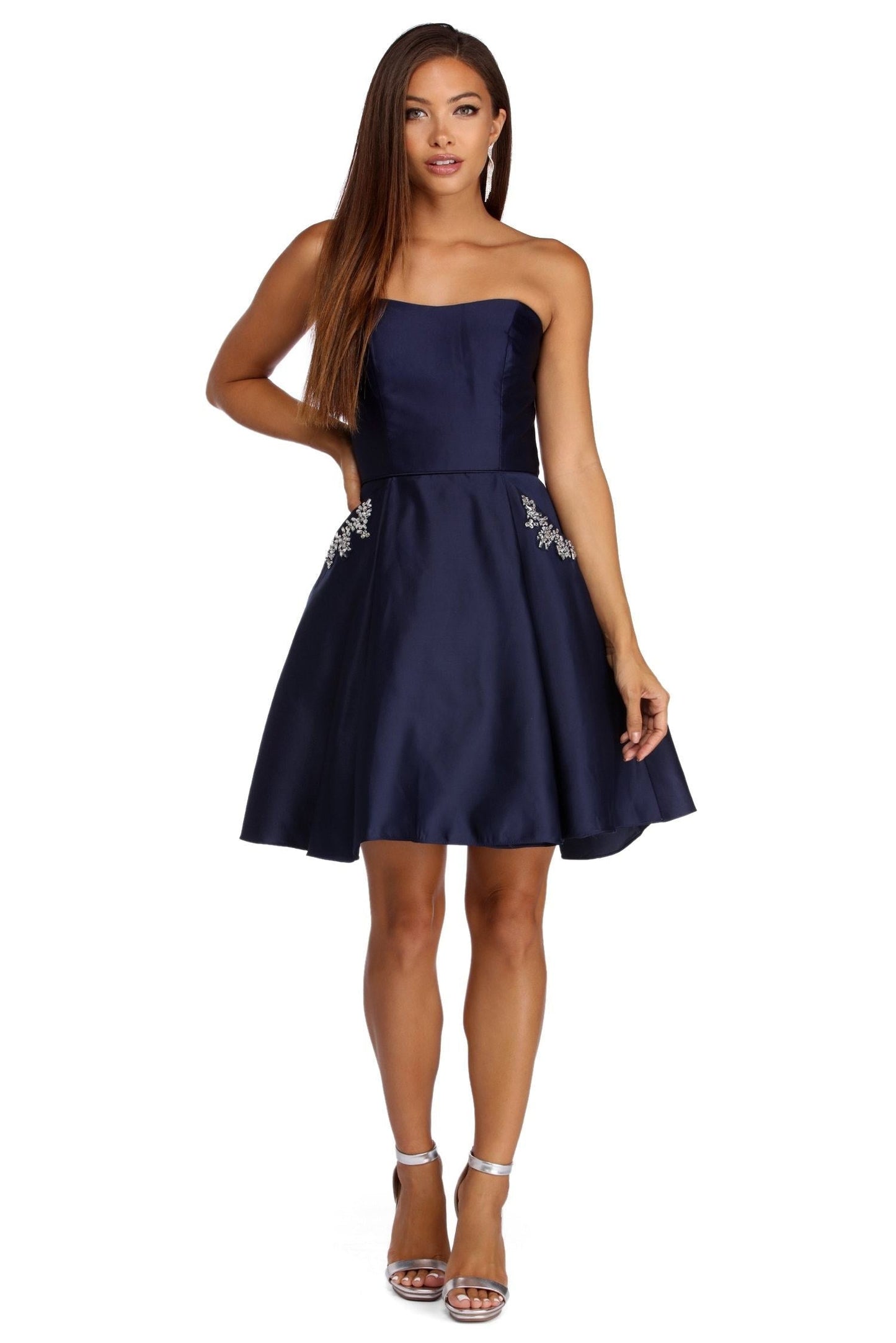 Noelle Formal Stylish Satin Party Dress